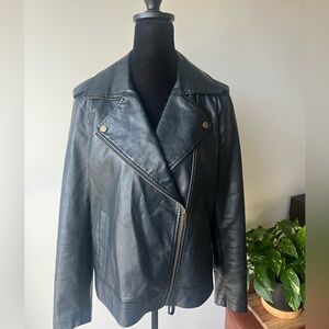 Universal Threads Black Faux Leather Asymmetric Zip Jacket - Women's